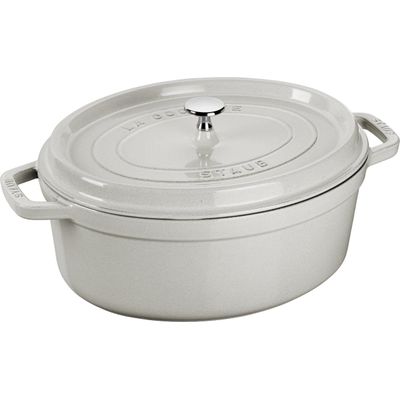 COCOTTE EN FONTE OVALE 37CM TRUFFE BLANCHE